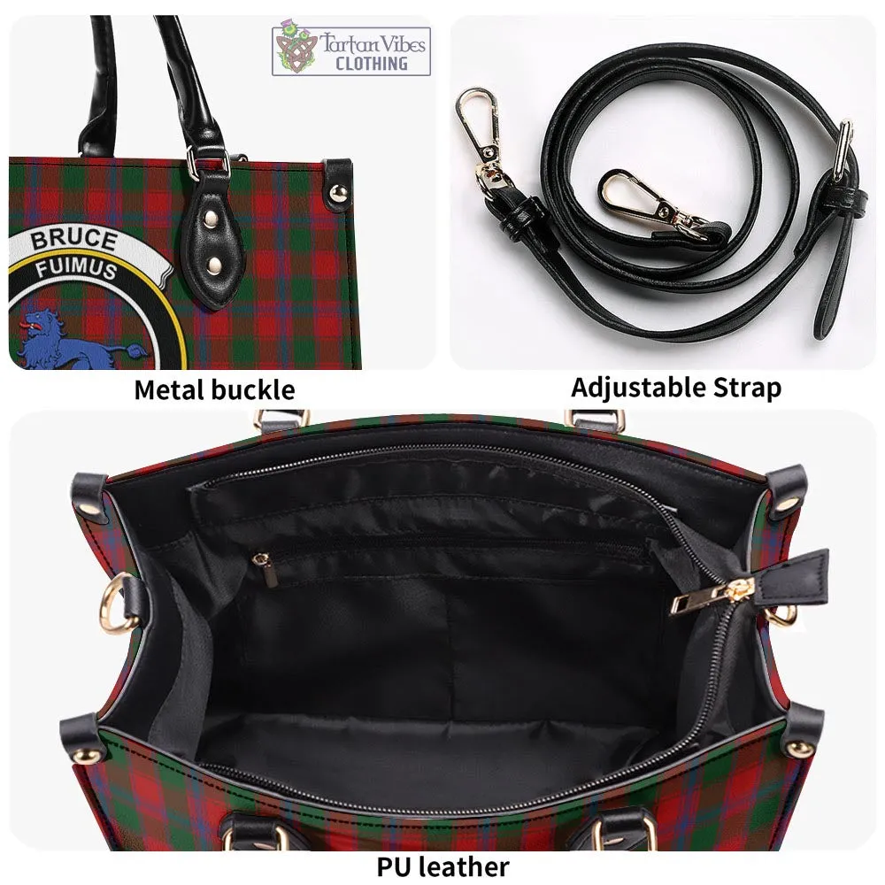 Bruce Old Tartan Luxury Leather Handbags with Family Crest