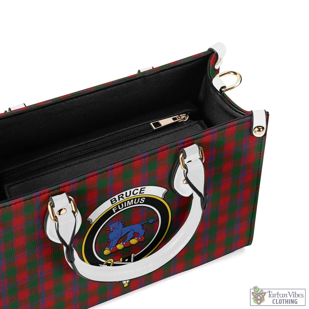 Bruce Old Tartan Luxury Leather Handbags with Family Crest