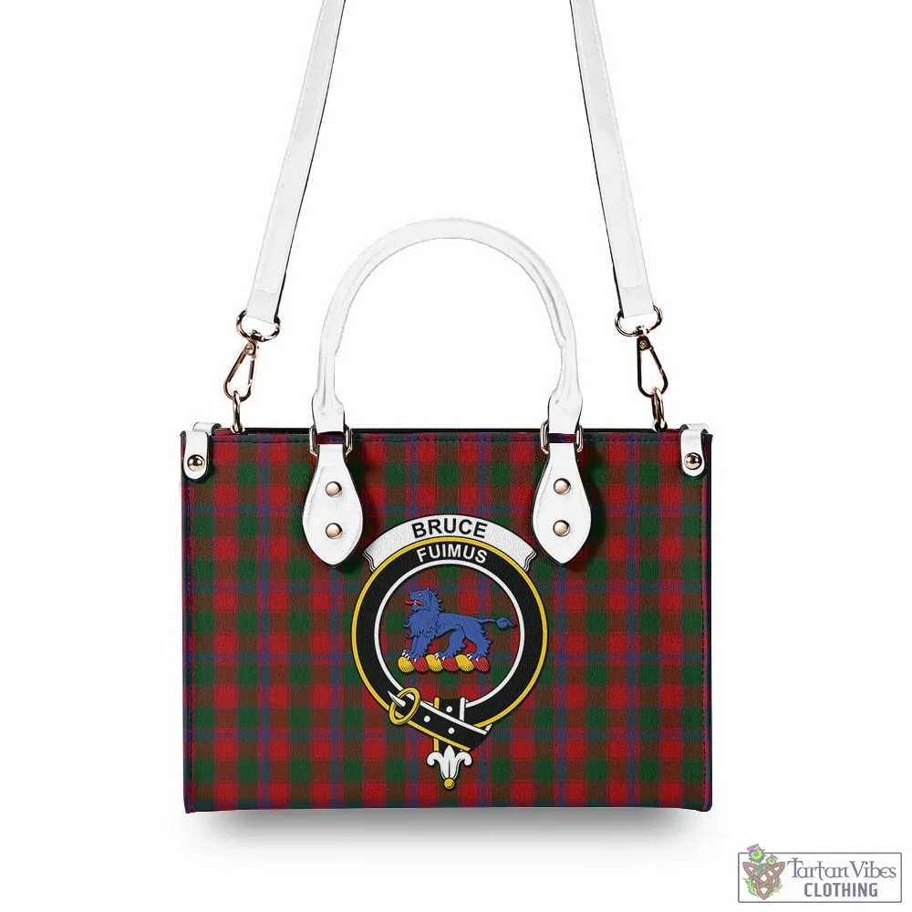 Bruce Old Tartan Luxury Leather Handbags with Family Crest