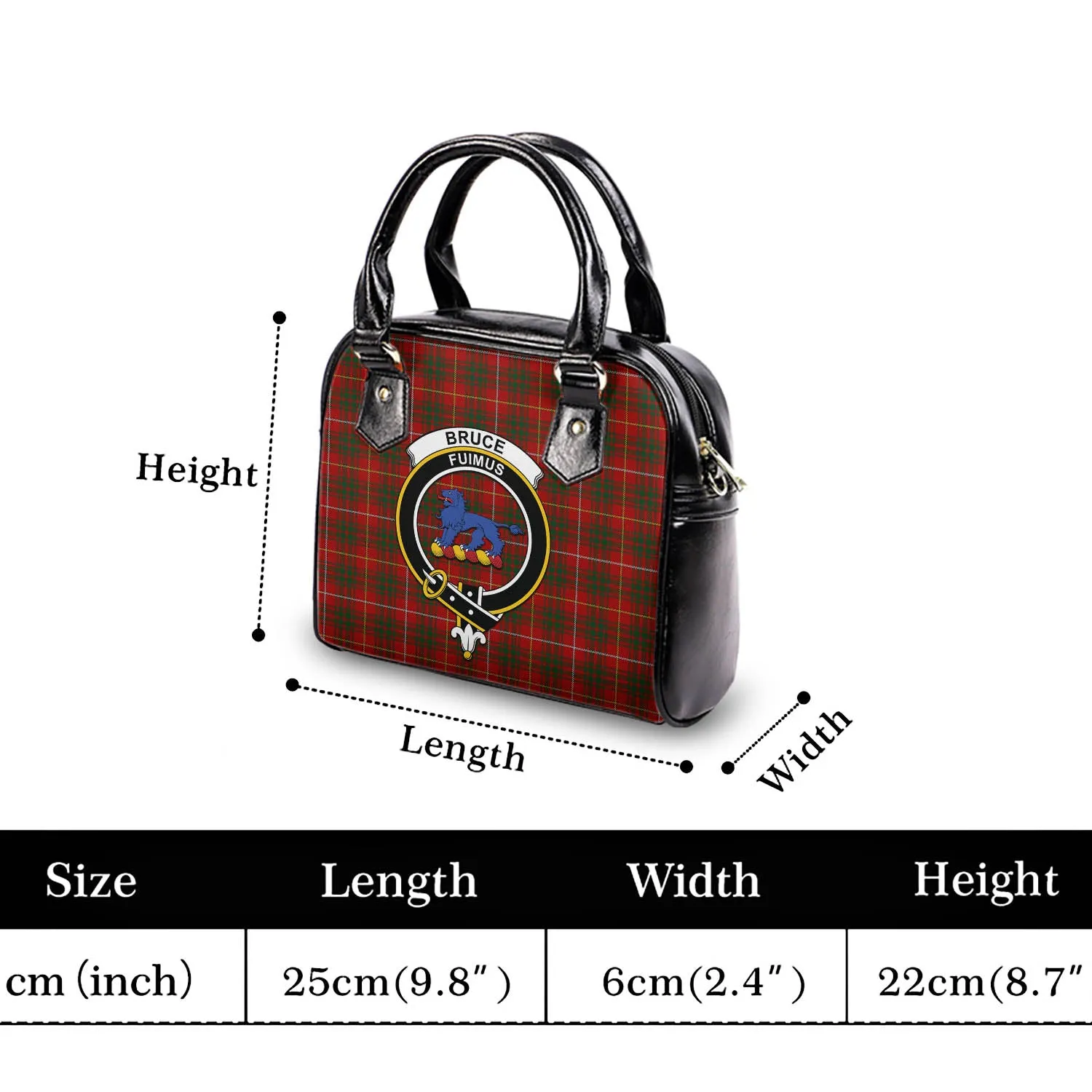 Bruce Tartan Shoulder Handbags with Family Crest