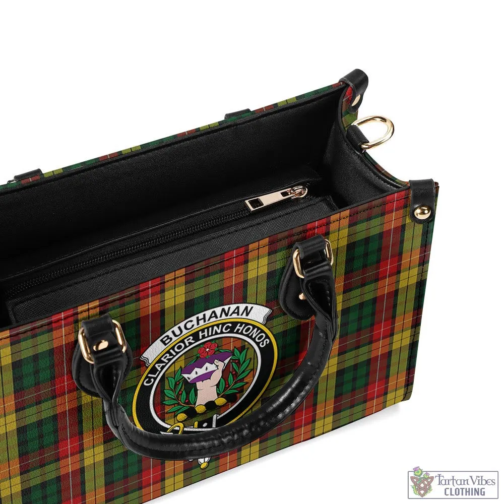 Buchanan Tartan Luxury Leather Handbags with Family Crest