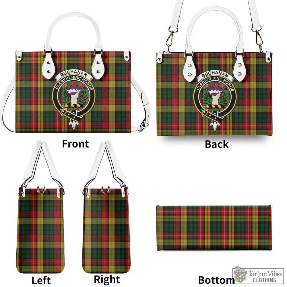 Buchanan Tartan Luxury Leather Handbags with Family Crest