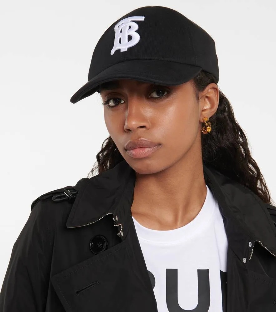 Burberry Cotton TB Baseball Cap, Black