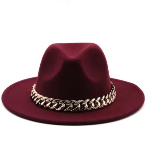 Burgundy Chain Fedora Hat