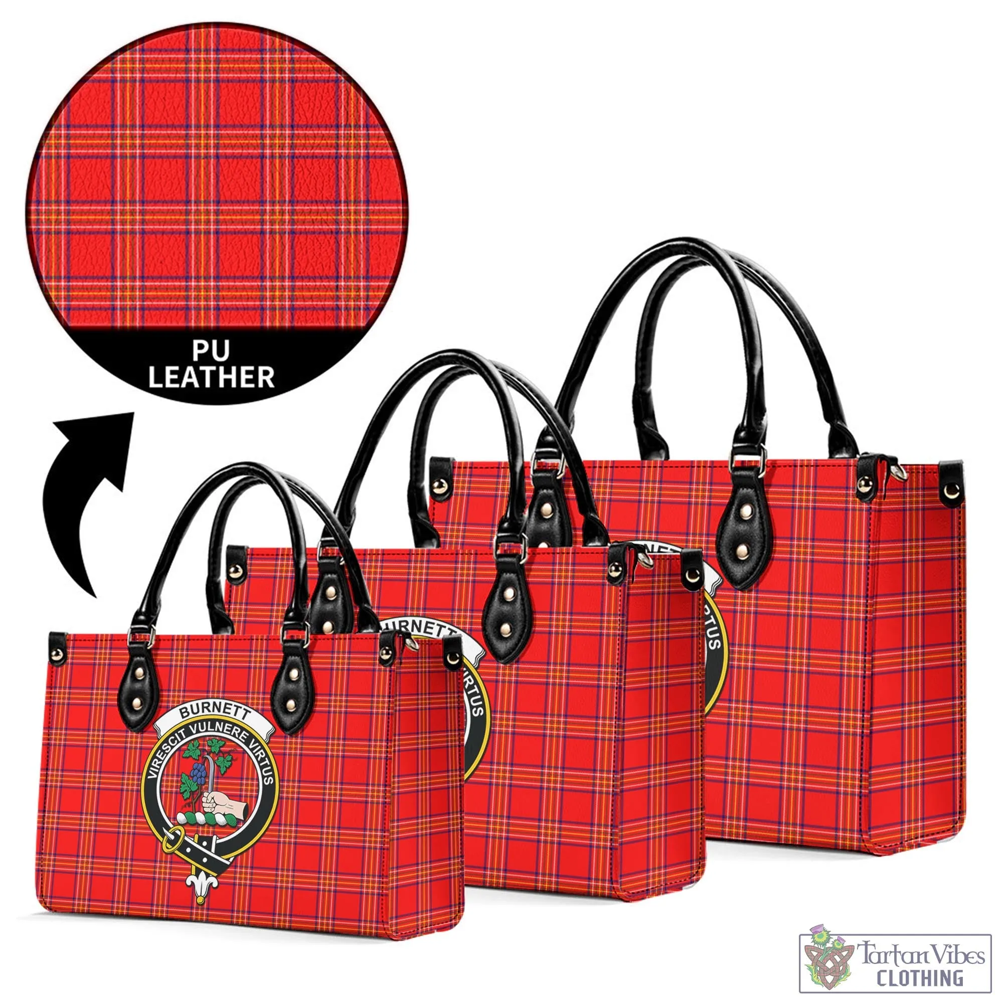 Burnett Modern Tartan Luxury Leather Handbags with Family Crest