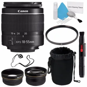 Canon EF-S 18-55mm f/3.5-5.6 III Lens (International Model)   58mm Wide Angle Lenses   58mm UV Filter   Deluxe Lens Pouc