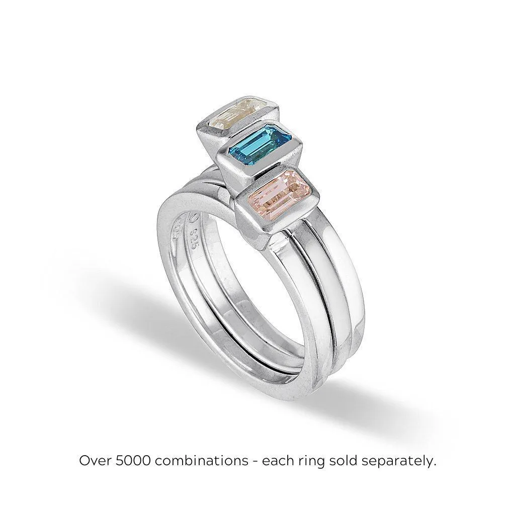 CELEBRATION STACKER RING - SMALL EMERALD CUT - RUBY CORUNDUM