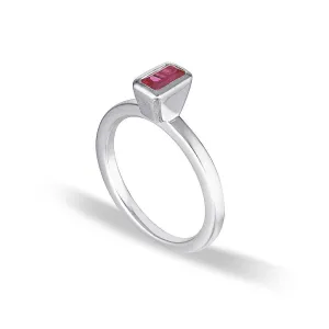 CELEBRATION STACKER RING - SMALL EMERALD CUT - RUBY CORUNDUM