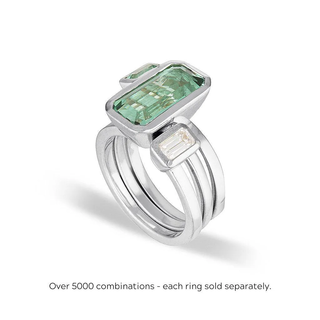 CELEBRATION STACKER RING - SMALL EMERALD CUT - RUBY CORUNDUM