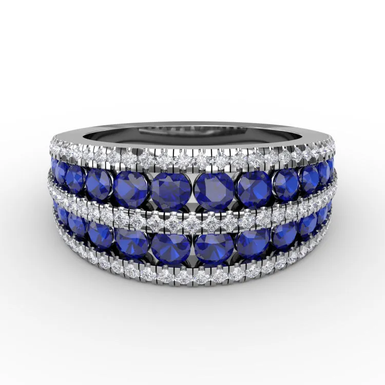 Chasing Bliss Sapphire and Diamond Stacked Row Ring