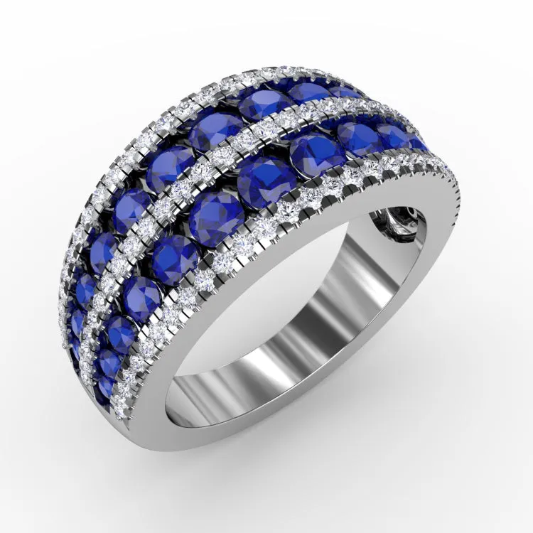 Chasing Bliss Sapphire and Diamond Stacked Row Ring