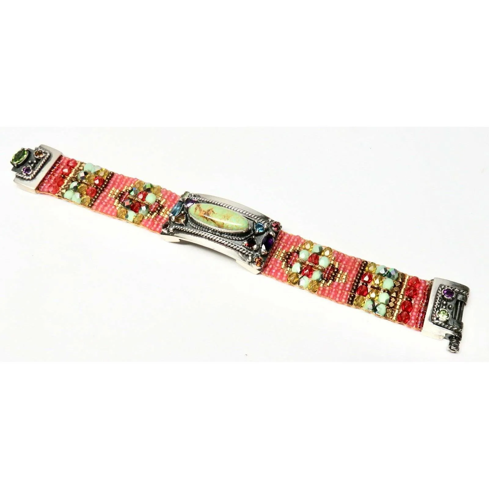 Chili Rose Cowgirl Bracelet  with Aussie Lime Pink Coral