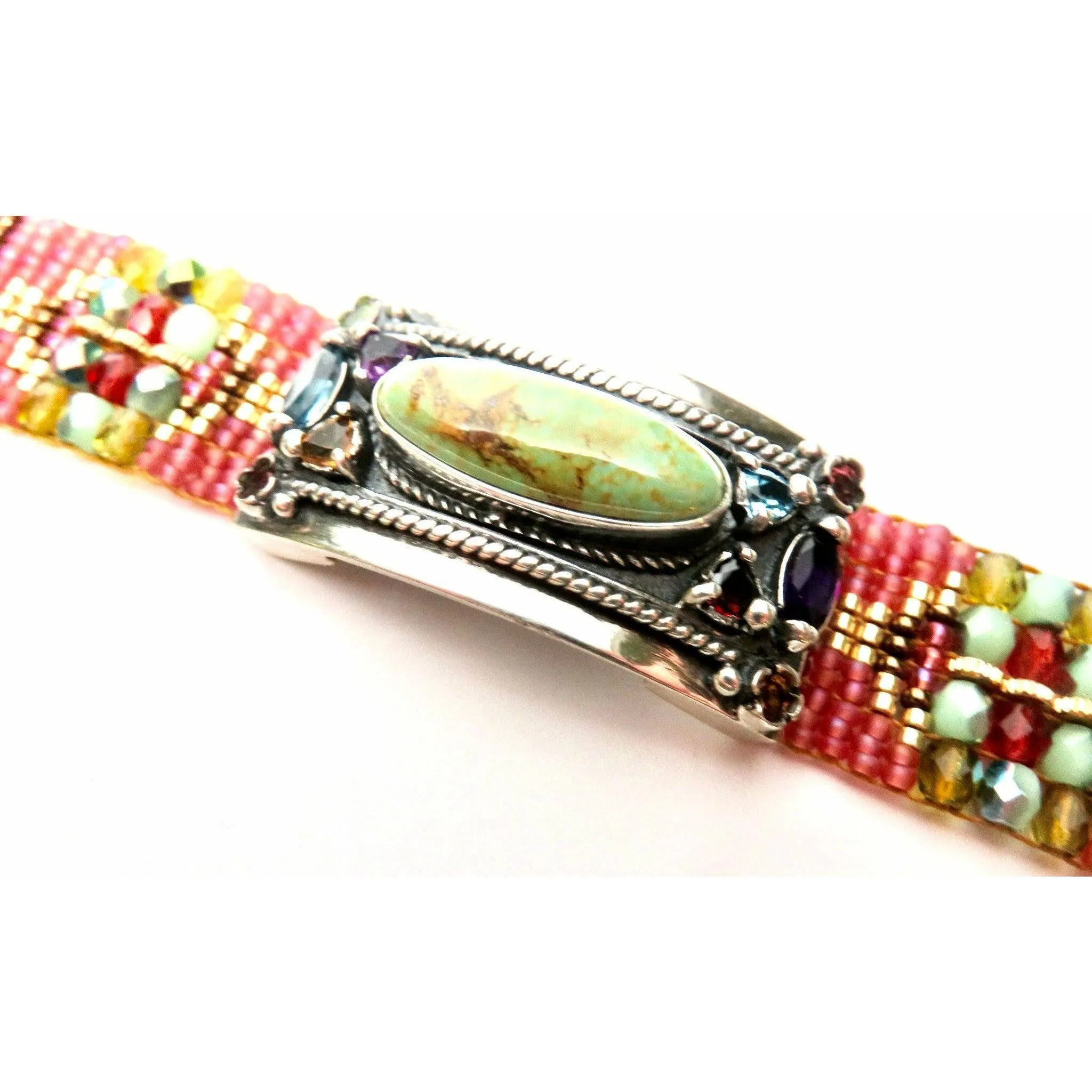 Chili Rose Cowgirl Bracelet  with Aussie Lime Pink Coral