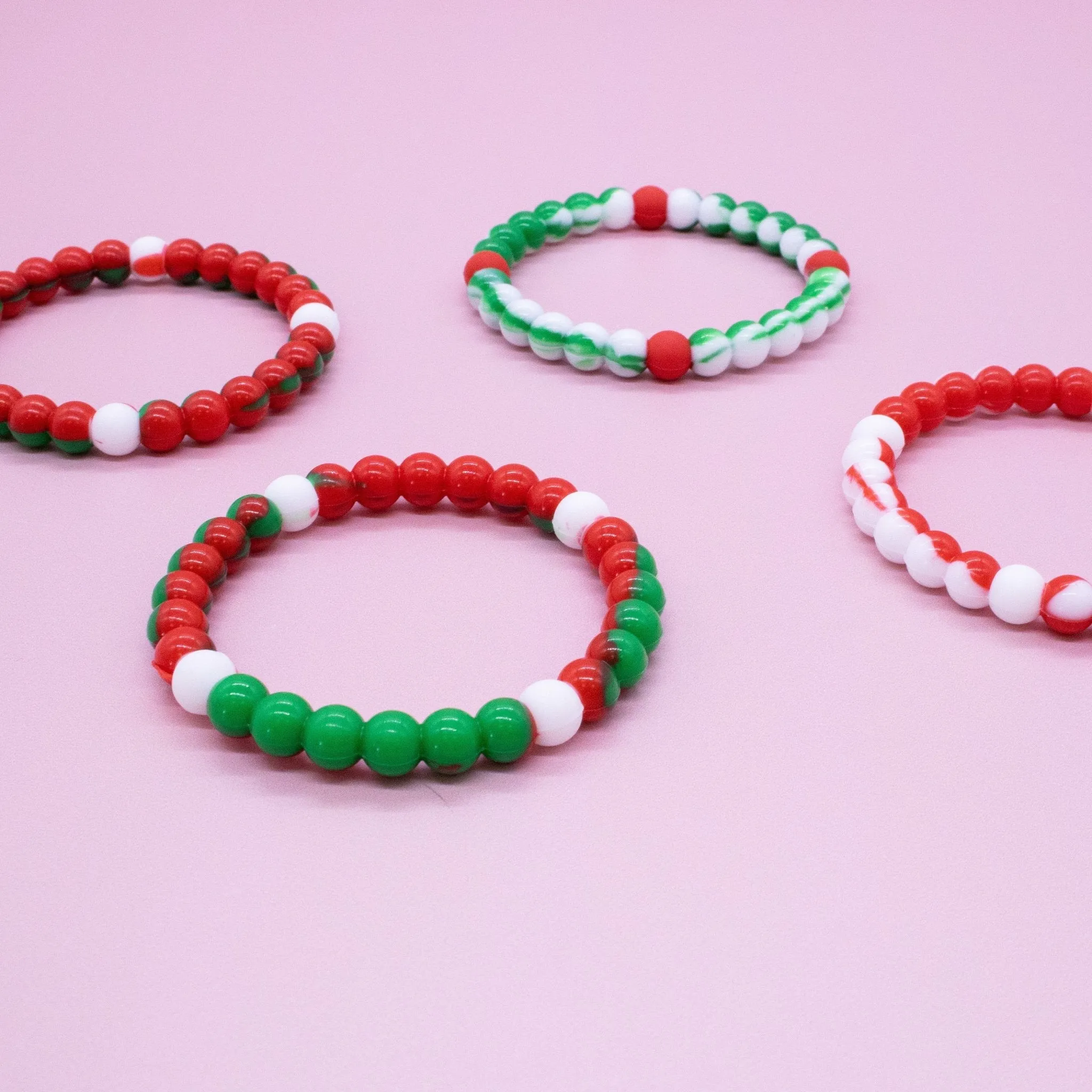 Christmas Beaded Bubble Bracelets - 6 Pack