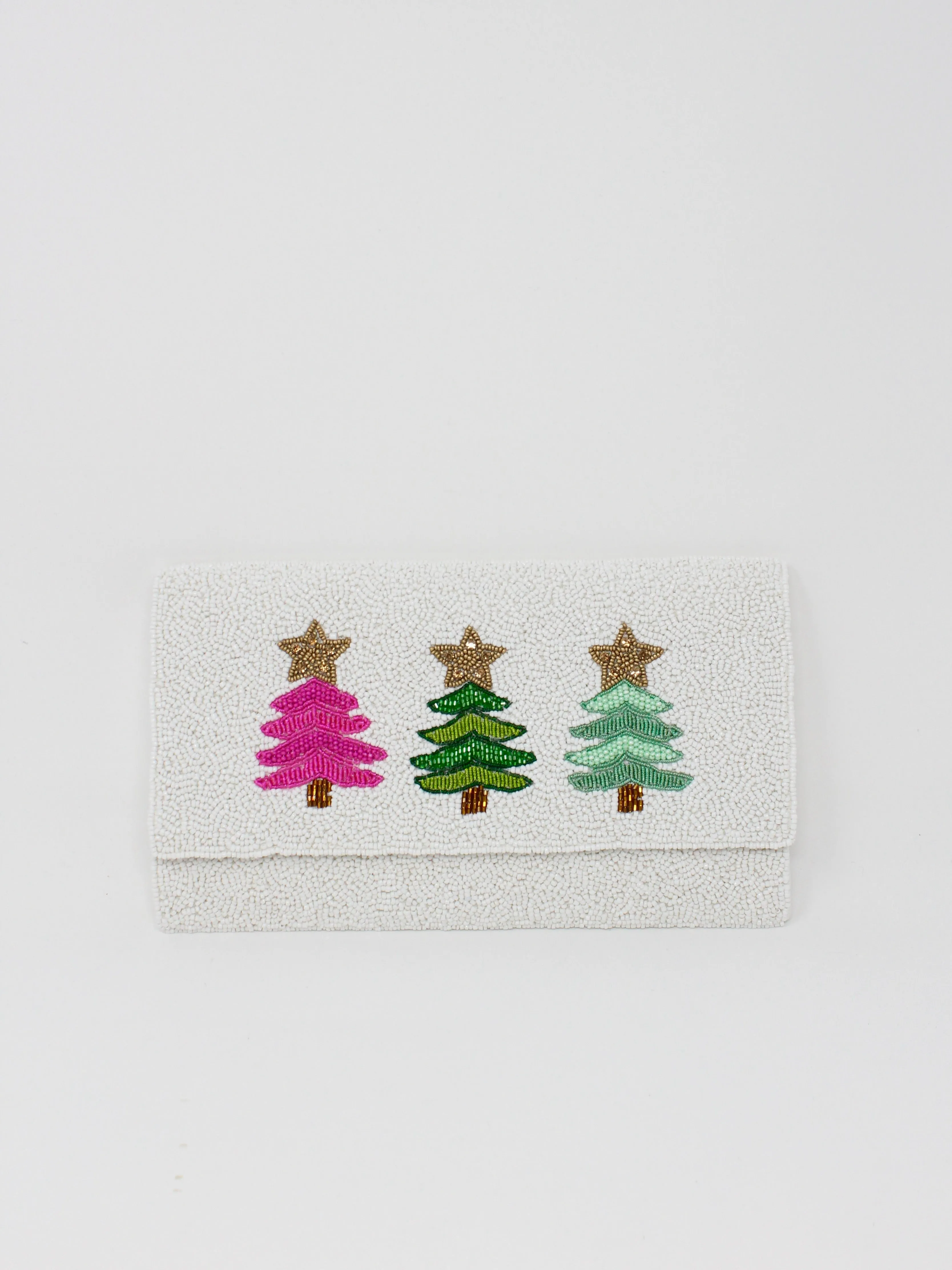 Christmas Tree Beaded Clutch