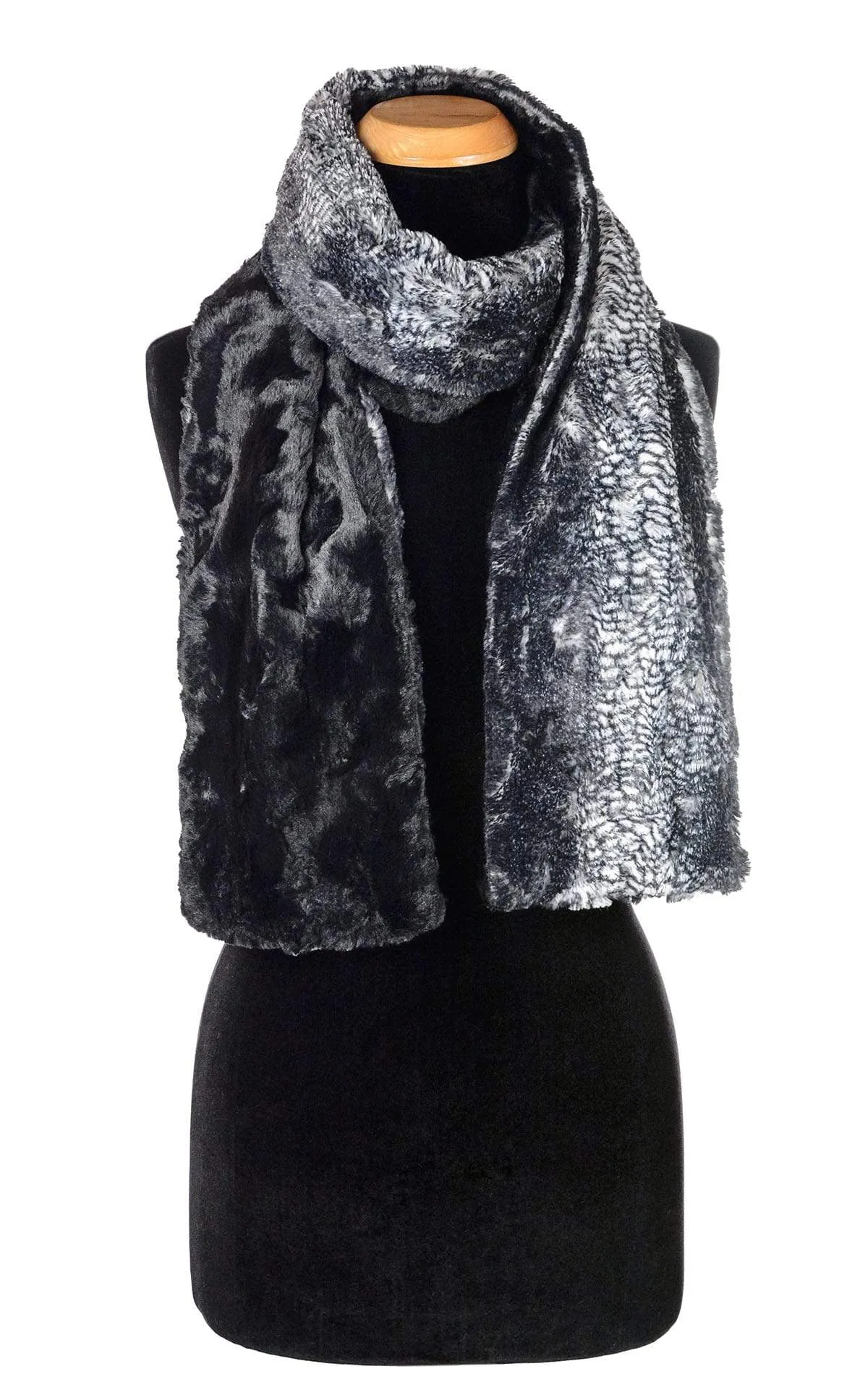 Classic Scarf - Two-Tone, Luxury Faux Fur in Black Mamba