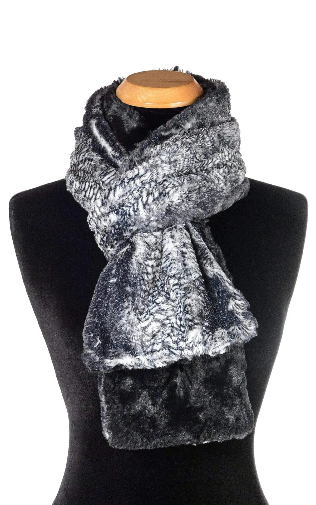 Classic Scarf - Two-Tone, Luxury Faux Fur in Black Mamba