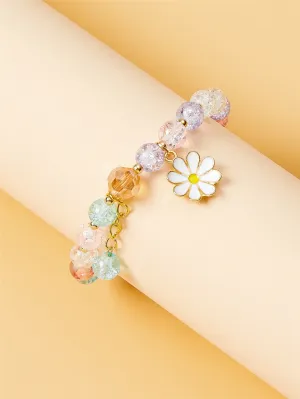 Colorful Flower Charm Beaded Bracelet Bead-string Bracelet Jewelry Accessory for