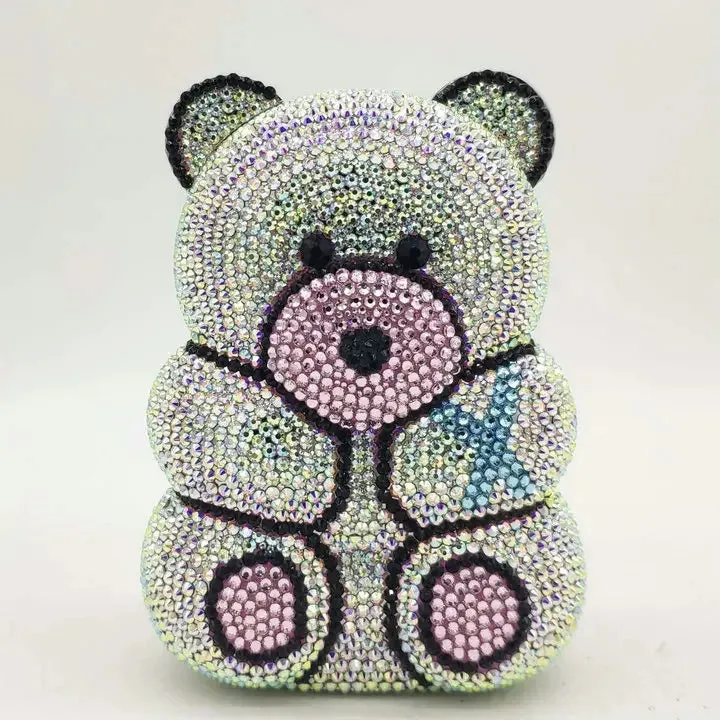 Colorful Teddy Clutch Minaudiere Crystal Evening Party Purses