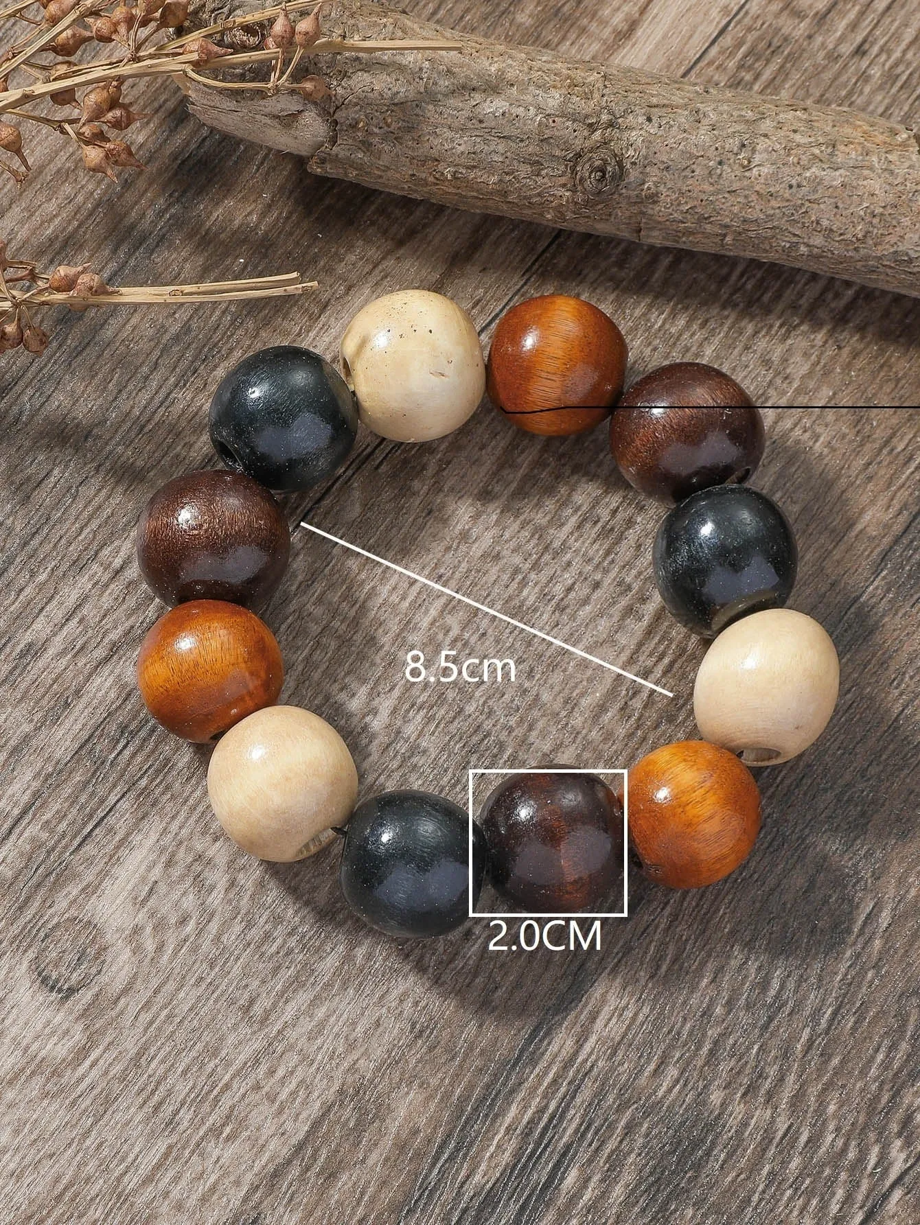 Colorful Wooden Beaded Bracelet for Women Men Stretchy Stackable Bracelets