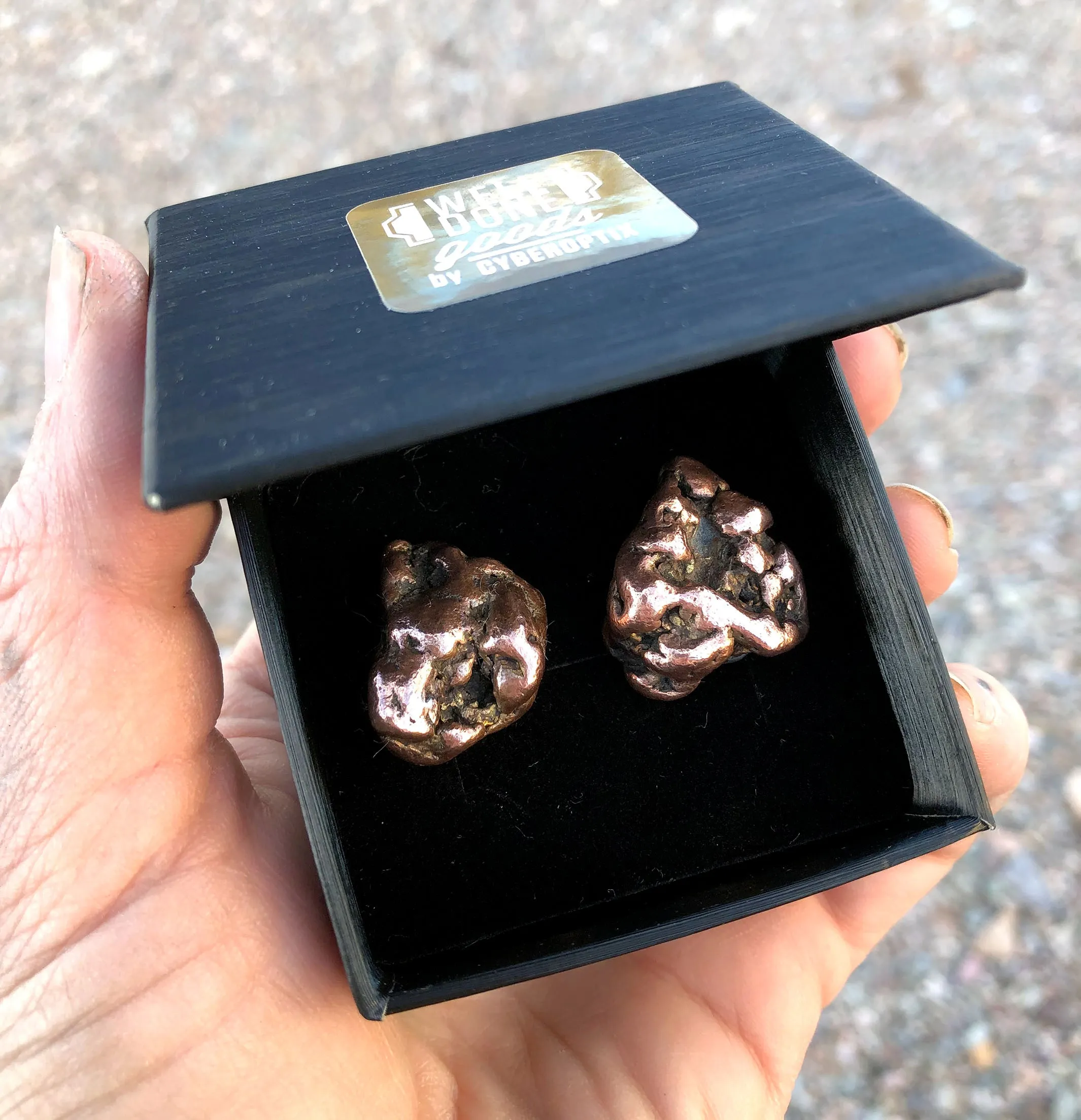 Copper Nugget Cufflinks. Northern Michigan, raw copper ore cuff links