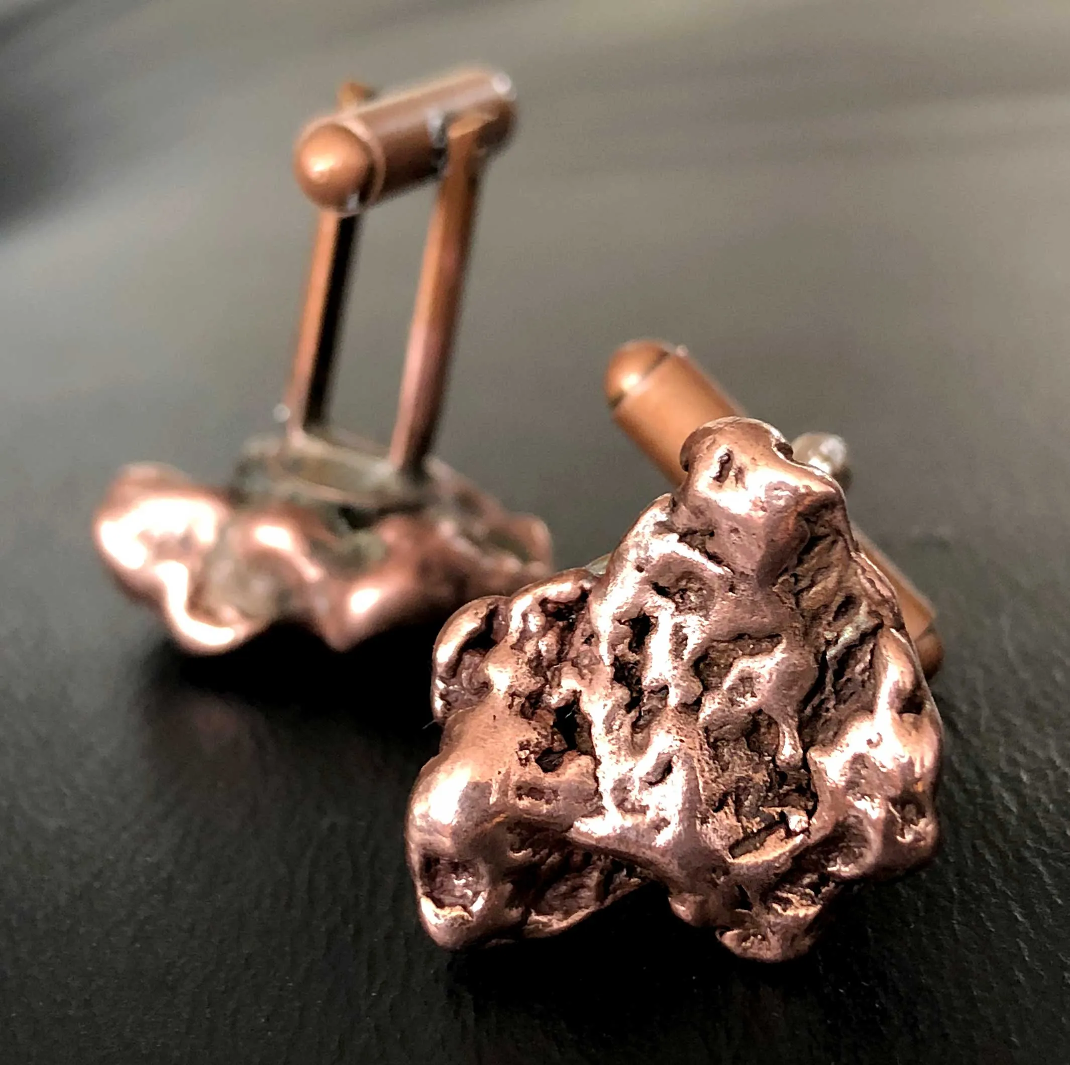 Copper Nugget Cufflinks. Northern Michigan, raw copper ore cuff links