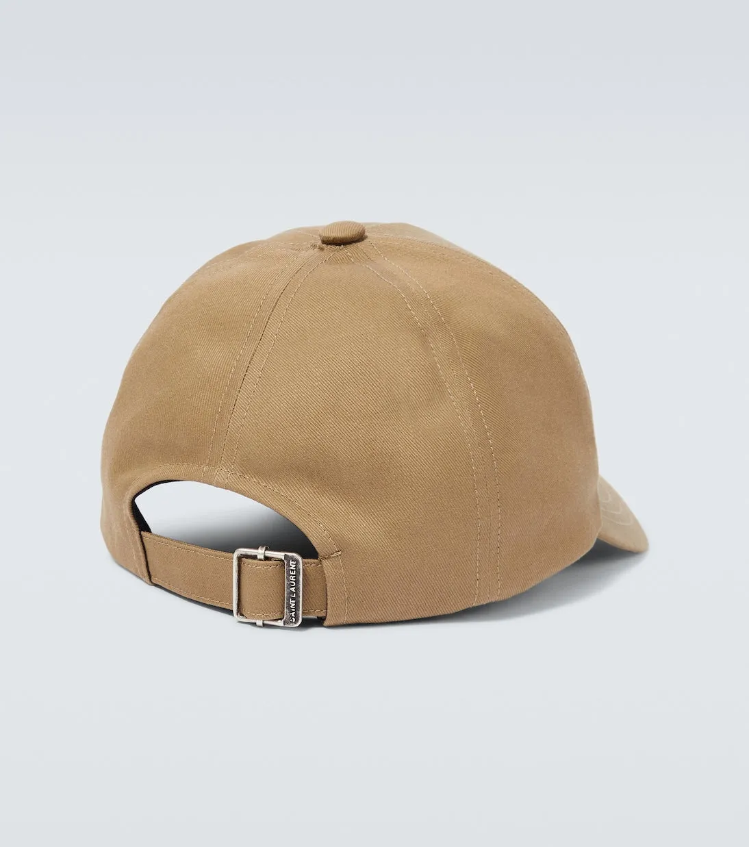 Cotton and linen gabardine baseball cap with Saint Laurent logo, beige