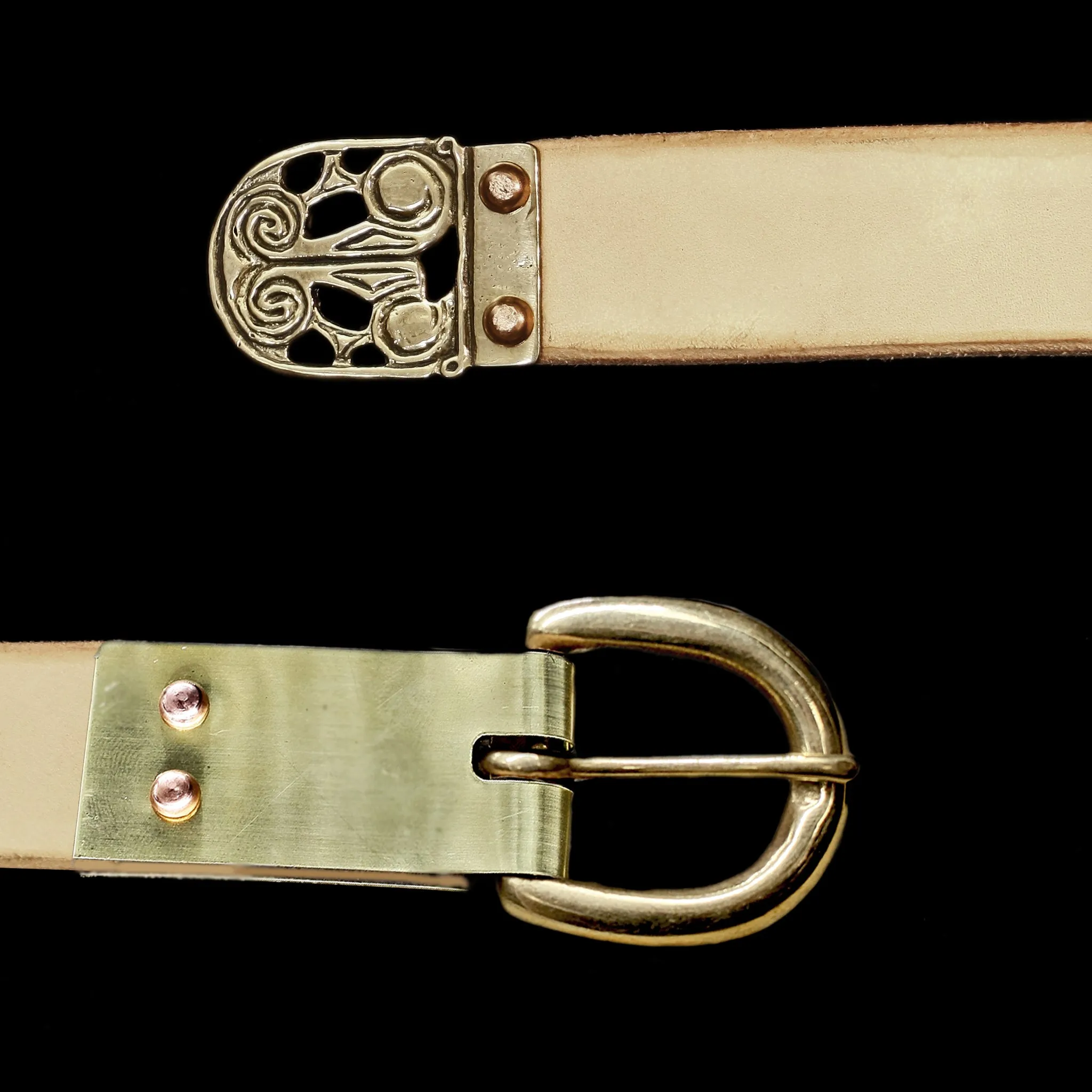 Custom Made 25mm (1 inch) Wide Leather Viking Belt with Brass Buckle