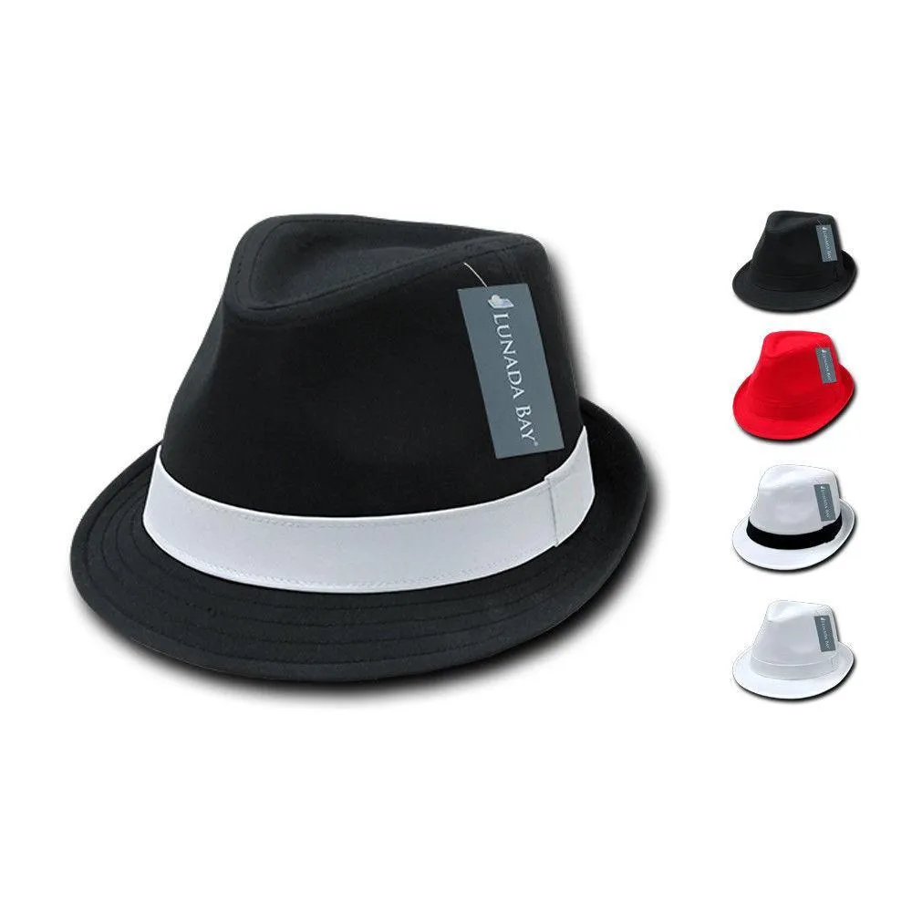 Decky Black White Red Poly Woven Fedora Hipster Miami Caps Hats