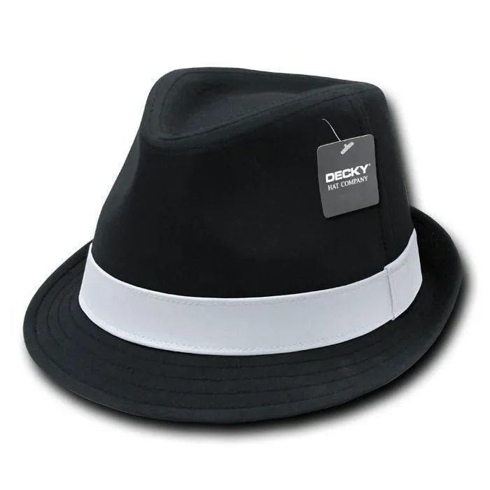 Decky Black White Red Poly Woven Fedora Hipster Miami Caps Hats