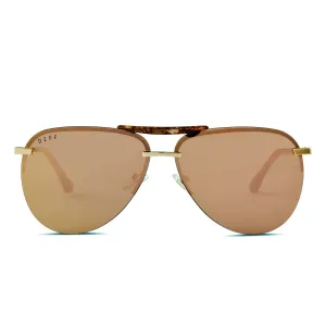 DIFF Tahoe Sunglasses   Brushed Gold   Bronze Mirror