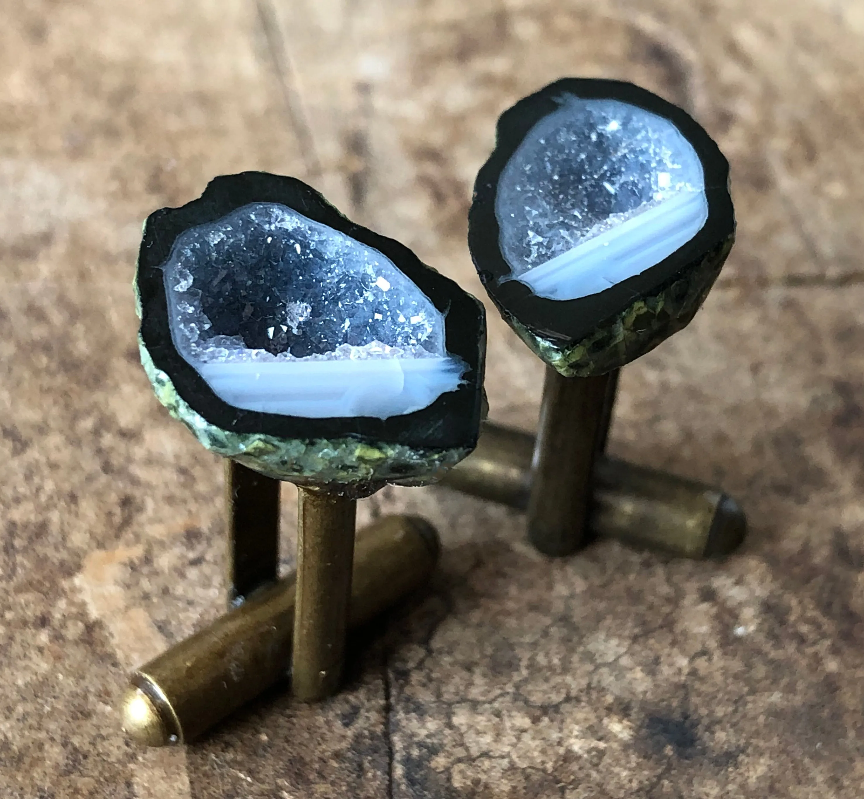 Druzy Agate Geode Cufflinks, Tabasco geode cuff links