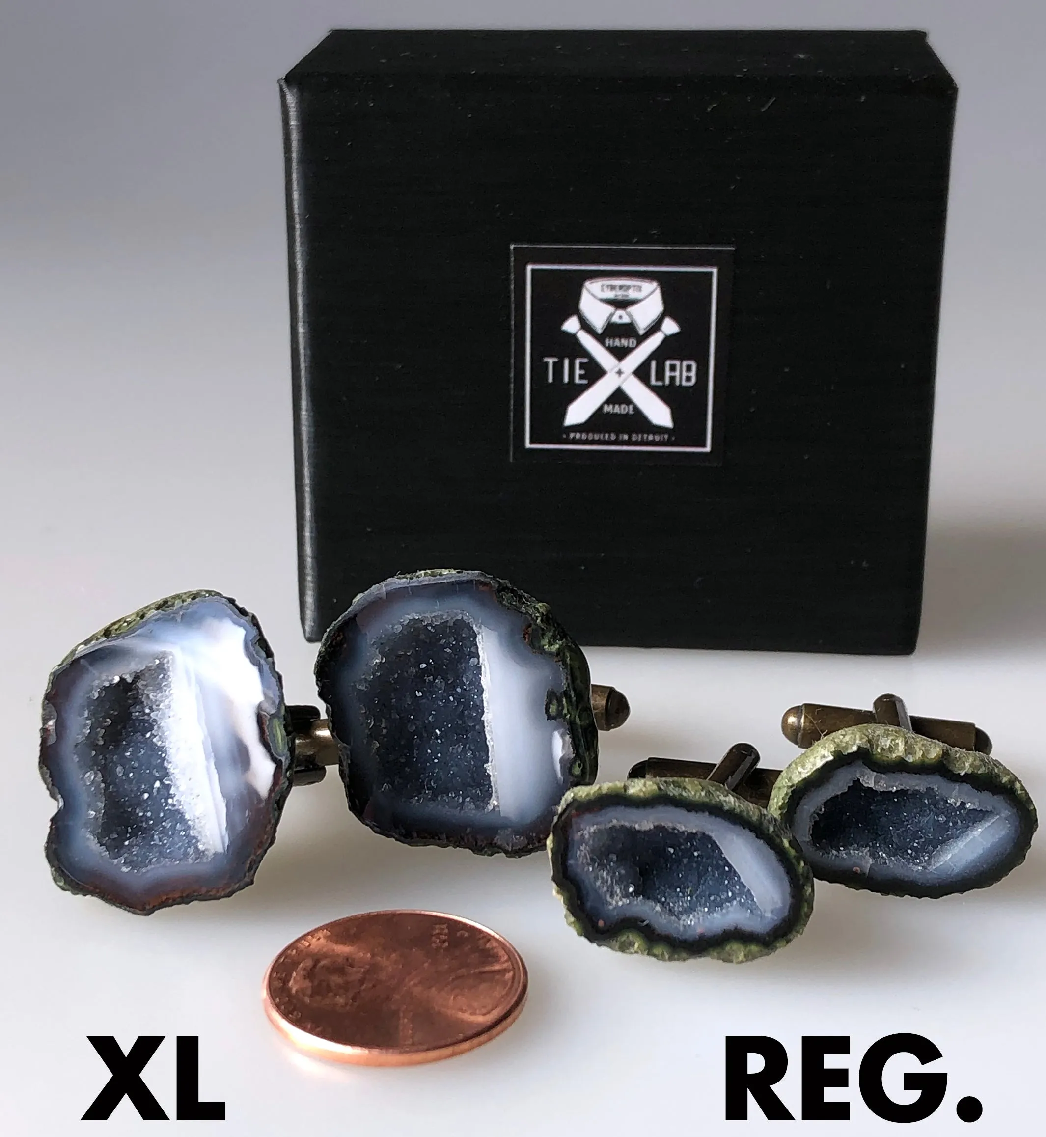 Druzy Agate Geode Cufflinks, Tabasco geode cuff links