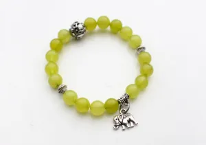 Elephant Charm Stone Beaded Bracelet