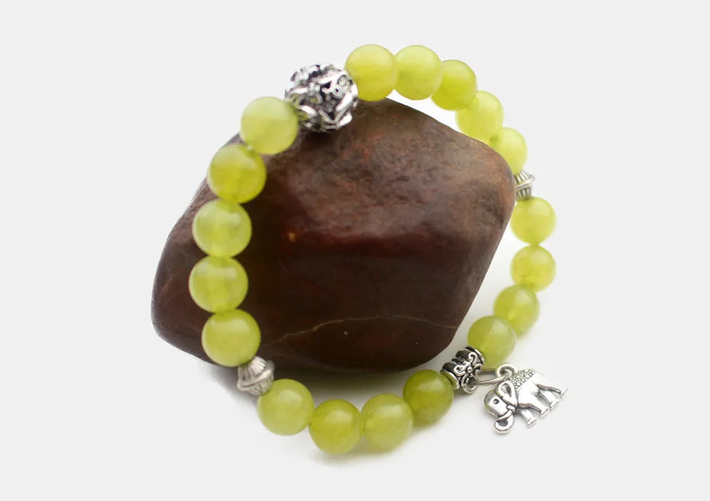 Elephant Charm Stone Beaded Bracelet