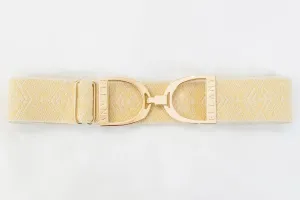 ELLANY - Buttercream Tribal - 1.5" Gold Stirrup Elastic Belt