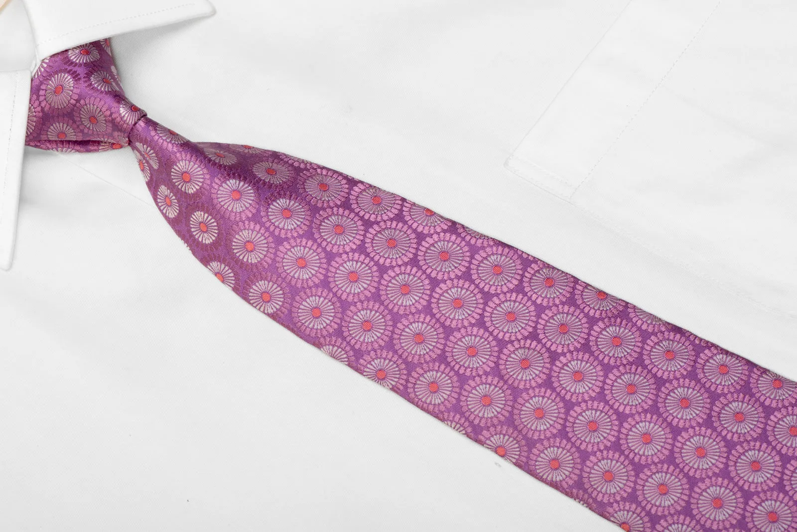 Floral On Mauve Men silk Necktie