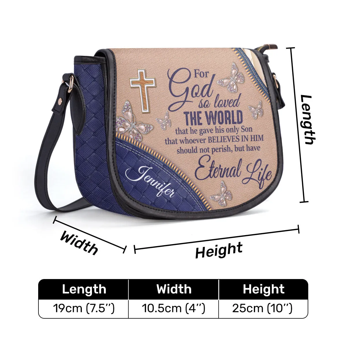 For God So Loved The World Personalized Leather Saddle Bag - Christian Women's Handbags