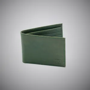 Forest Green Calf Leather Wallet With Matching Leather Interior