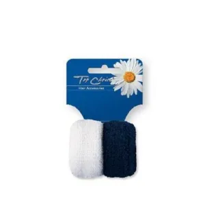 Frotte Ponytailer White/Dark blue 2 pcs