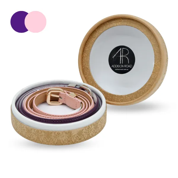 Gift Box 2 Belts | Women's Pink & Purple Skinny Leather Belts Gift Set