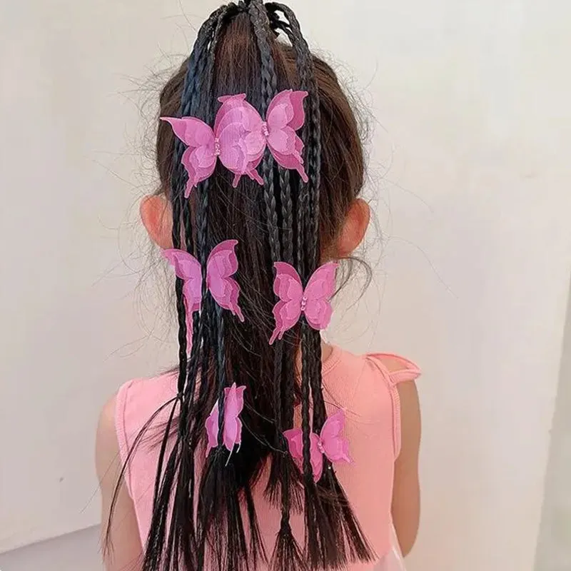 Gift Choice -Kids Butterfly Wig Hair Braid with Rubber Bands