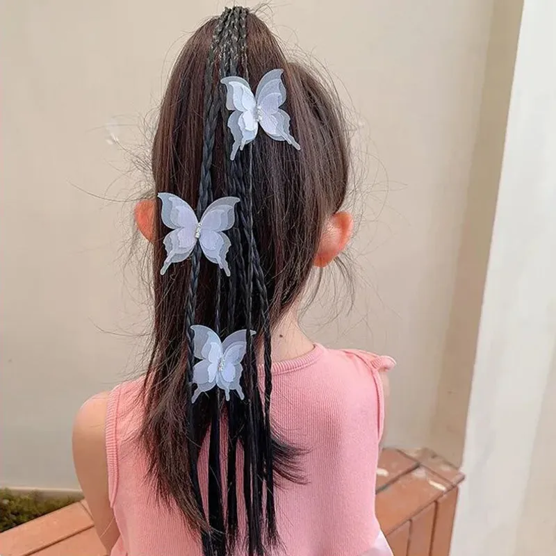 Gift Choice -Kids Butterfly Wig Hair Braid with Rubber Bands