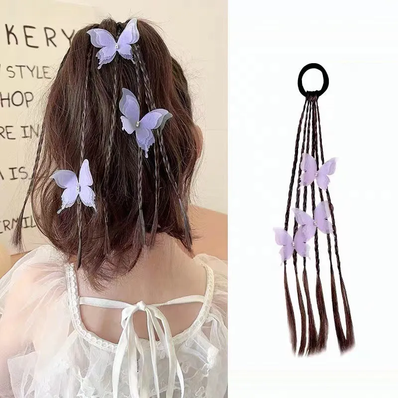 Gift Choice -Kids Butterfly Wig Hair Braid with Rubber Bands