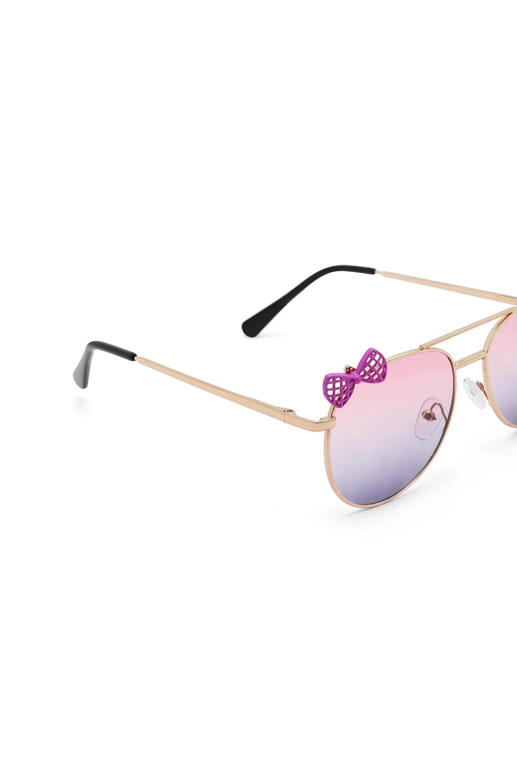 Girls Gold Aviator Bow Frame Sunglasses