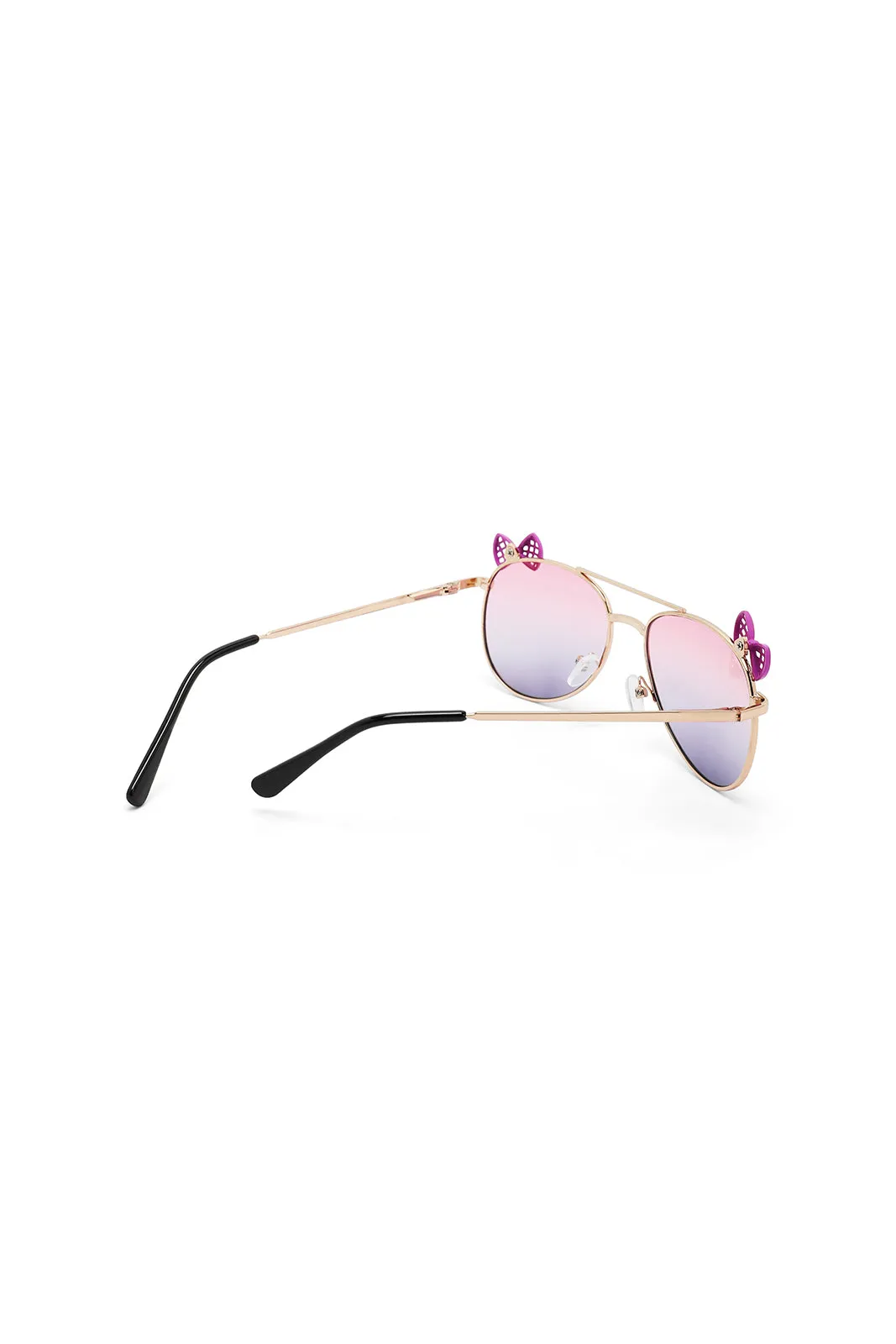 Girls Gold Aviator Bow Frame Sunglasses