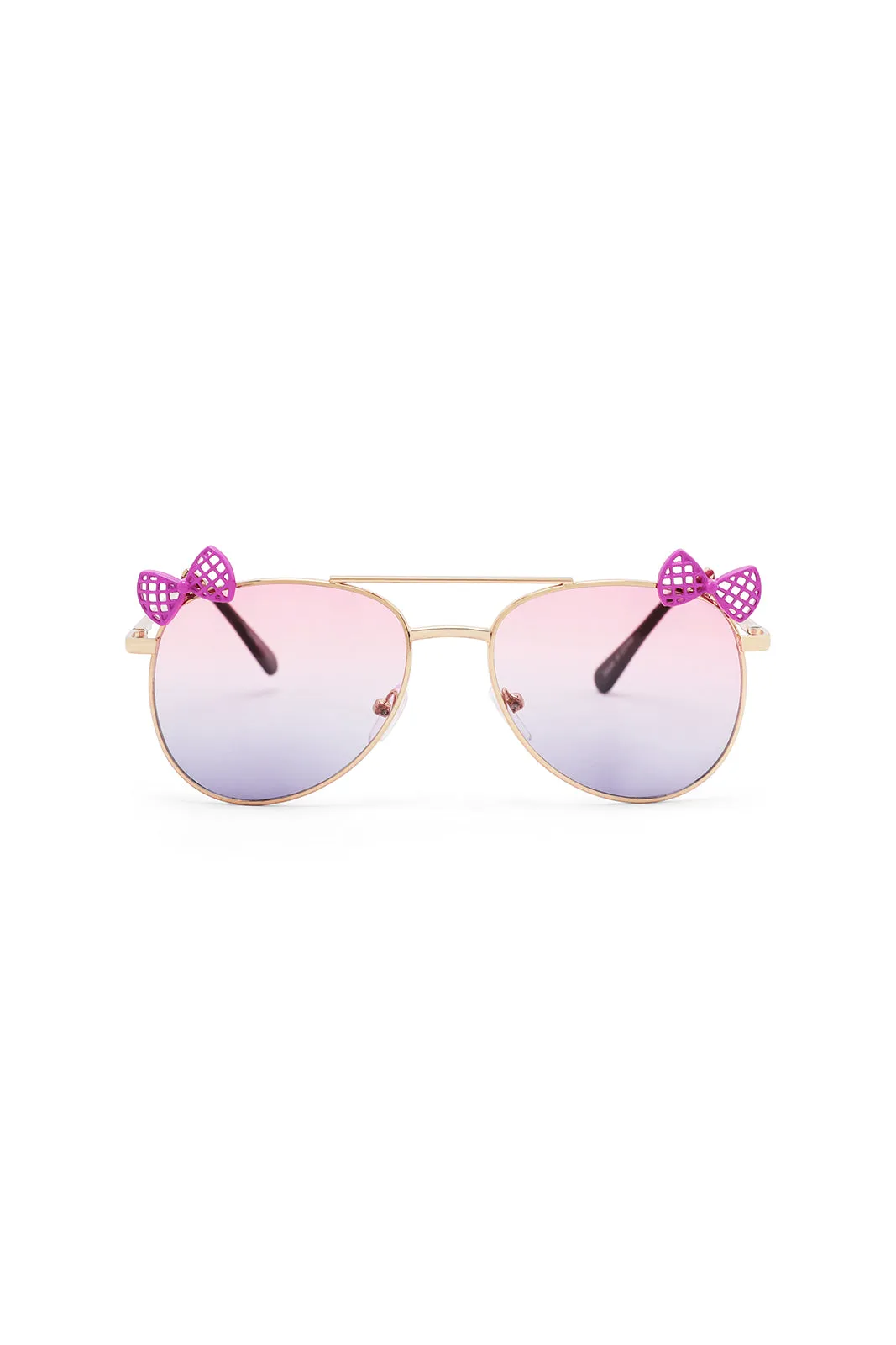 Girls Gold Aviator Bow Frame Sunglasses