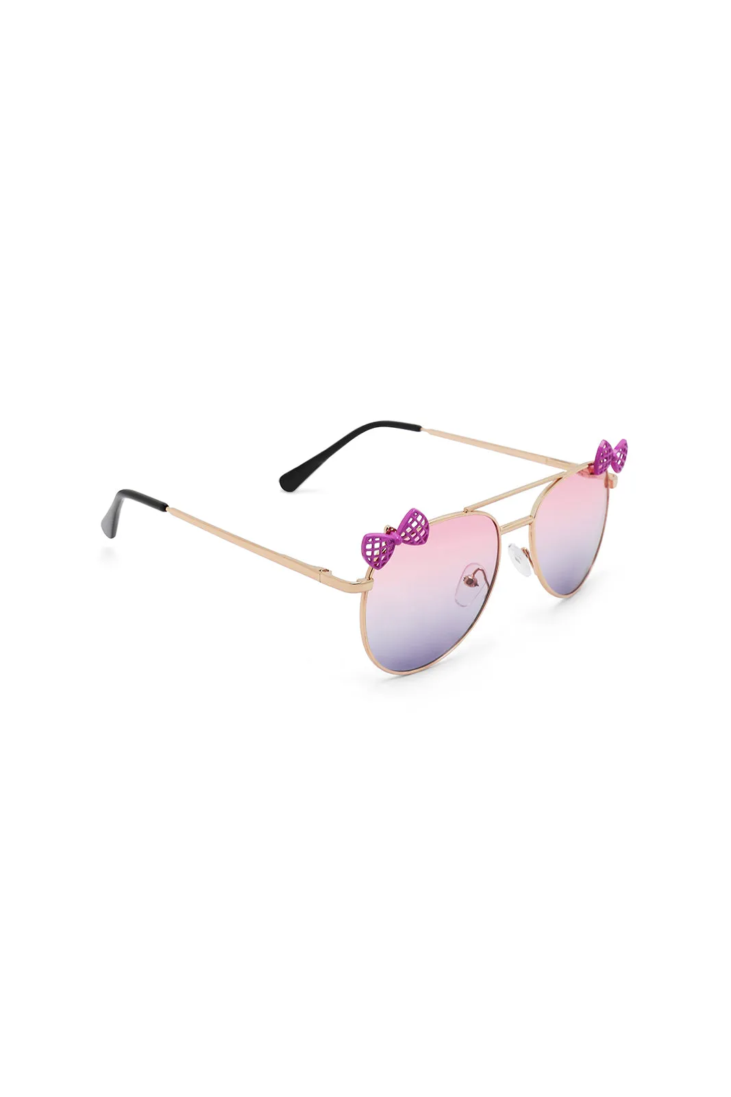 Girls Gold Aviator Bow Frame Sunglasses