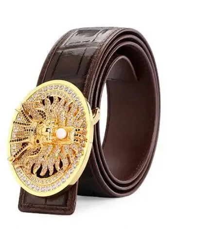 Gold & Silver Crocodile Leather Belt for Men