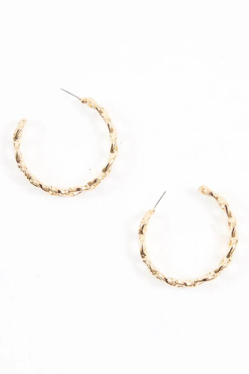 Gold Chunky Chain Hoop Earrings - Florencia